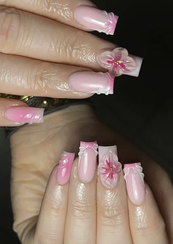 Baby boomer rose et fleur 3D translucide